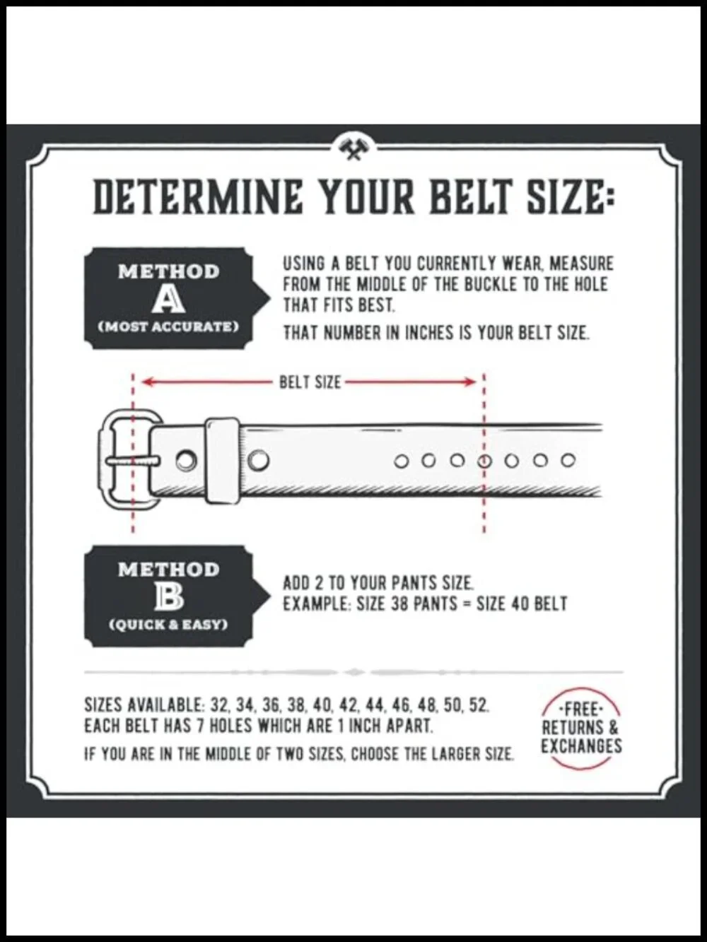 American Made Full Grain Leather Belt for Men - Handmade Casual Dress Belt